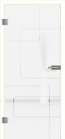 Christallo Graphic Ganzglastür Komplettelement mit weißer Zarge