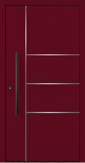 Haustür Aluminium RC2 OptiDoor Blackline 30200D Weinrot 3005