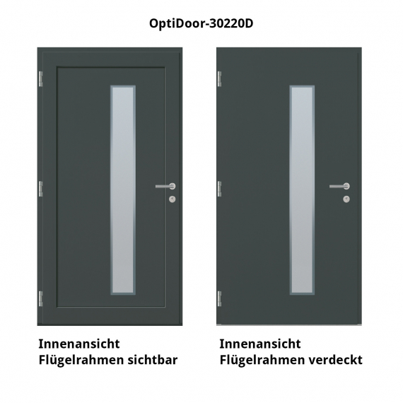 Haustür Aluminium RC2 OptiDoor Design 30220D Holzdekor Cottage / Anthrazitgrau 7016