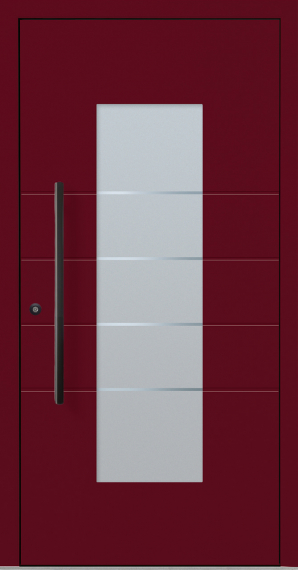 Haustür Aluminium RC2 OptiDoor Blackline 30481D Weinrot 3005