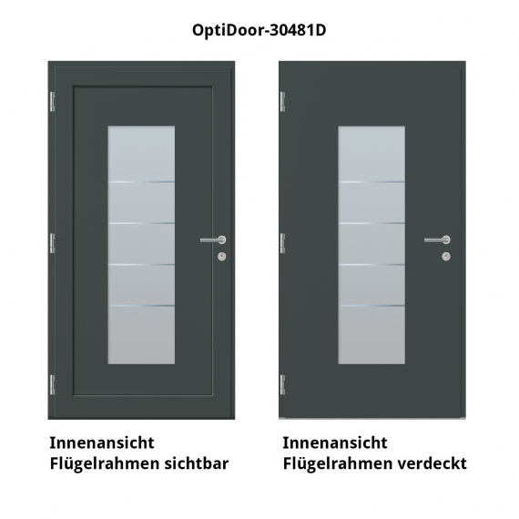 Haustür Aluminium RC2 OptiDoor Design 30481D Holzdekor Rustikal / Anthrazitgrau 7016