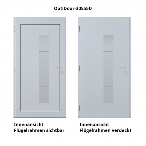 Haustür Aluminium RC2 OptiDoor Design 30555D Weißaluminium 9006