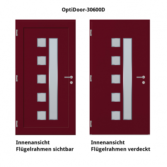 Haustür Aluminium RC2 OptiDoor Design 30600D Weinrot 3005