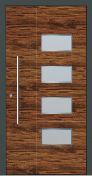 Haustür Aluminium RC2 OptiDoor Design 30620D Holzdekor Rustikal / Anthrazitgrau 7016