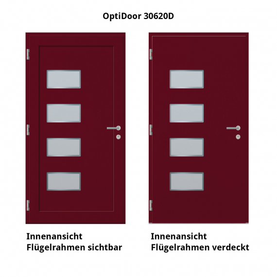 Haustür Aluminium RC2 OptiDoor Design 30620D Weinrot 3005