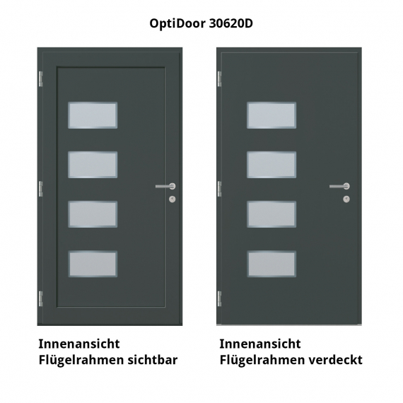 Haustür Aluminium RC2 OptiDoor Design 30620D Holzdekor Cottage / Anthrazitgrau 7016