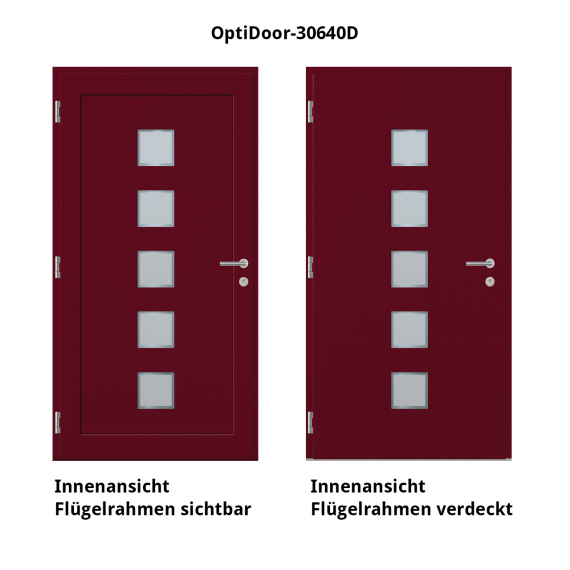 Haustür Aluminium RC2 OptiDoor Design 30640D Weinrot 3005