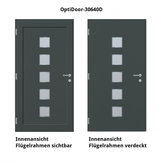 Haustür Aluminium RC2 OptiDoor Design 30640D Holzdekor Rustikal / Anthrazitgrau 7016