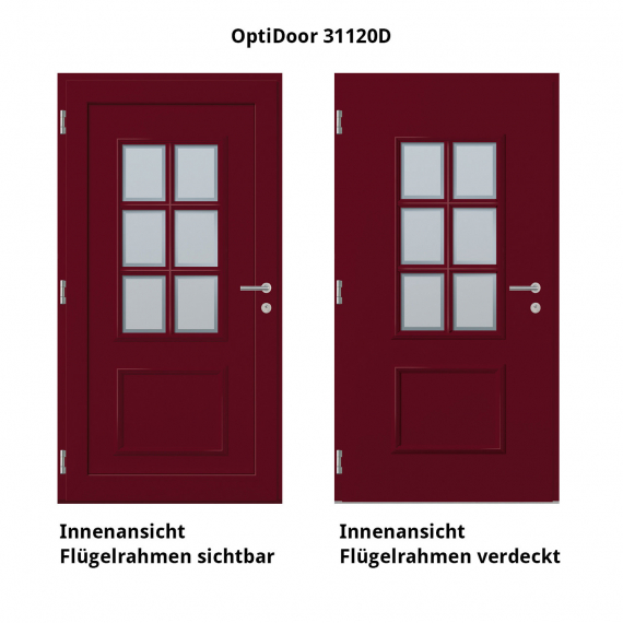 Haustür Aluminium RC2 OptiDoor Design 31120D Weinrot 3005