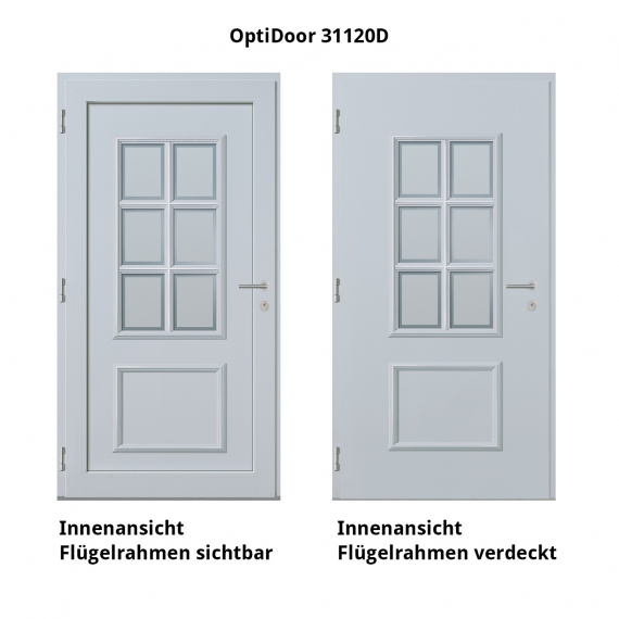 Haustür Aluminium RC2 OptiDoor Design 31120D Weißaluminium 9006