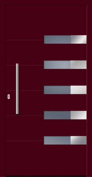 Haustür Kunststoff SecuDoor Design 11132D Weinrot