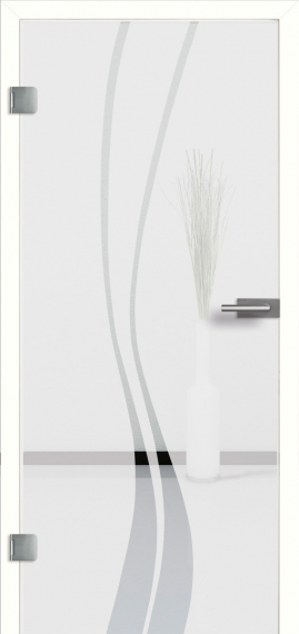 Christallo Flow II - Ganzglastür Komplettelement mit weißer Zarge