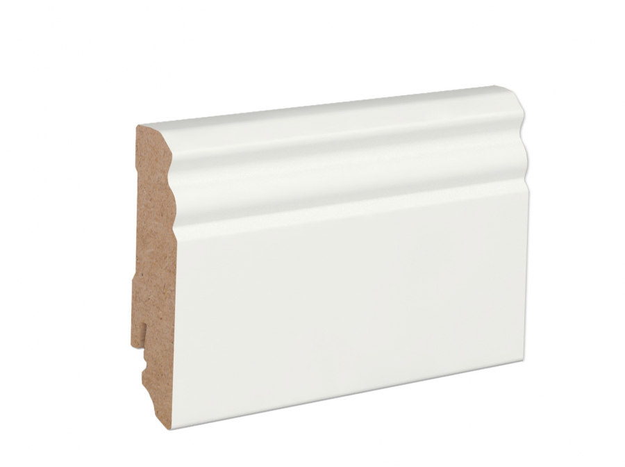 Musterstück Hamburger Fußleiste 80/19 MDF Weißlack neo RAL 9003