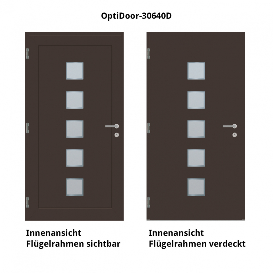 Haustür Aluminium RC2 OptiDoor Design 30640D Graubraun 8019