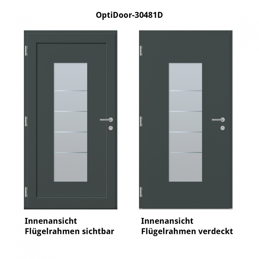 Haustür Aluminium RC2 OptiDoor Design 30481D Holzdekor Alpin / Anthrazitgrau 7016