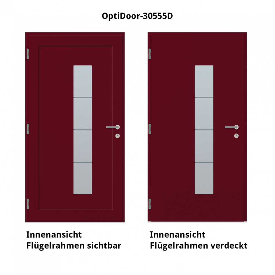 Haustür Aluminium RC2 OptiDoor Design 30555D Weinrot 3005