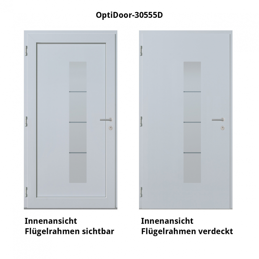 Haustür Aluminium RC2 OptiDoor Design 30555D Weißaluminium 9006