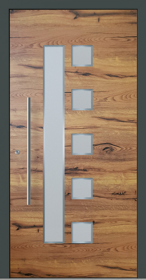 Haustür Aluminium RC2 OptiDoor Design 30600D Holzdekor Alpin / Anthrazitgrau 7016