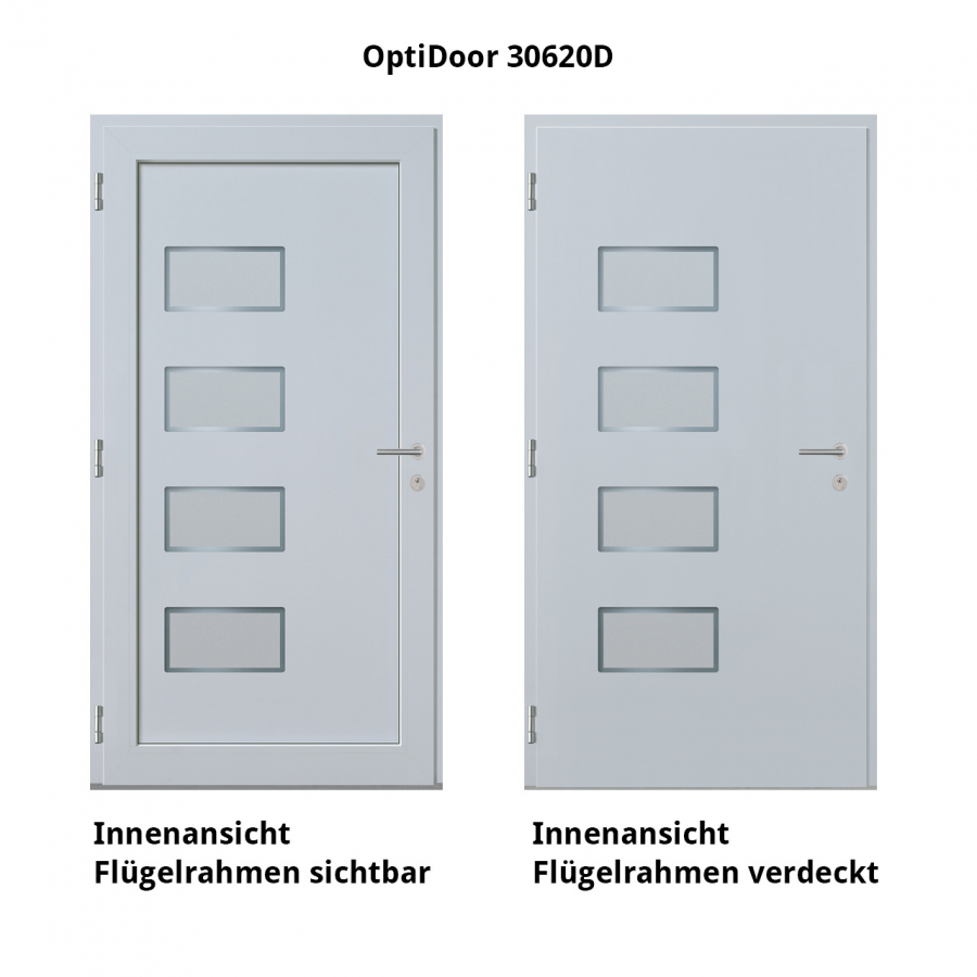 Haustür Aluminium RC2 OptiDoor Design 30620D Weißaluminium 9006