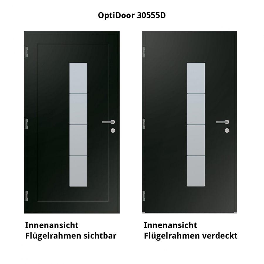 Haustür Aluminium RC2 OptiDoor Design 30555D Tiefschwarz 9005